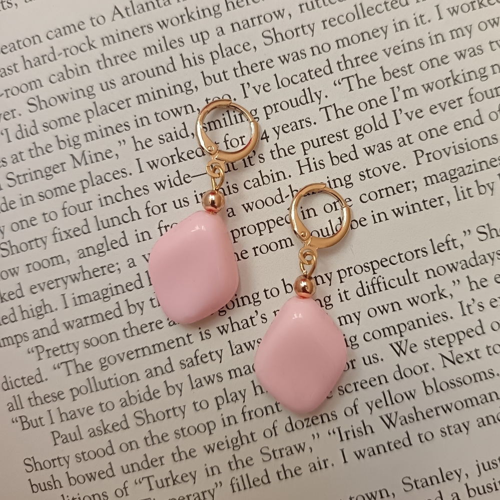 Elegant Gold Plated 18k Pink Dangle Earrings